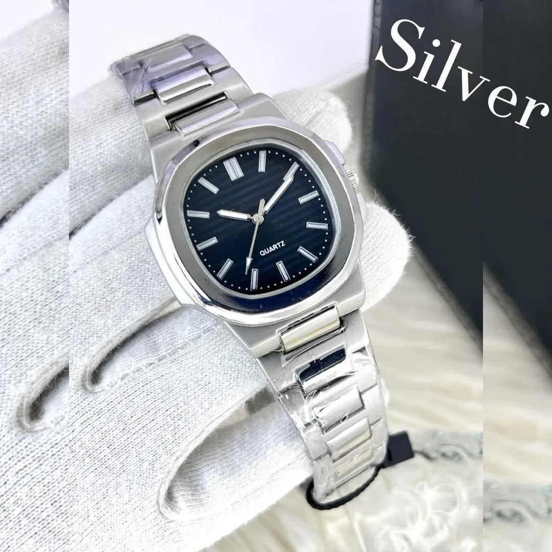Kronavian Elysian Square™ — Black Dial Stainless Steel Watch