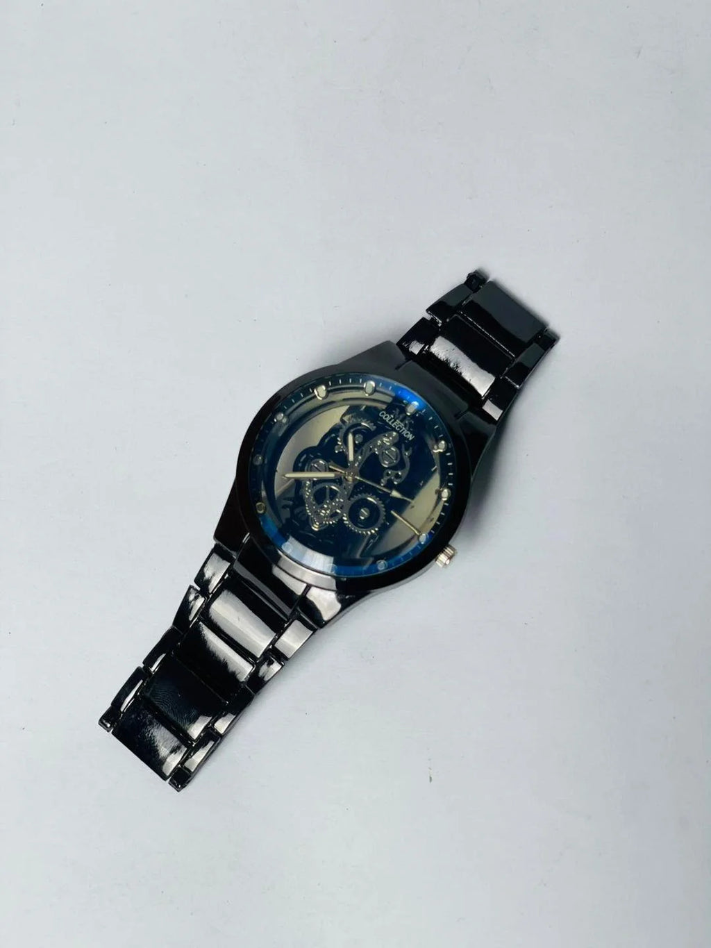 Kronavian ShadowGear™ — Black Stainless Steel Skeleton Watch