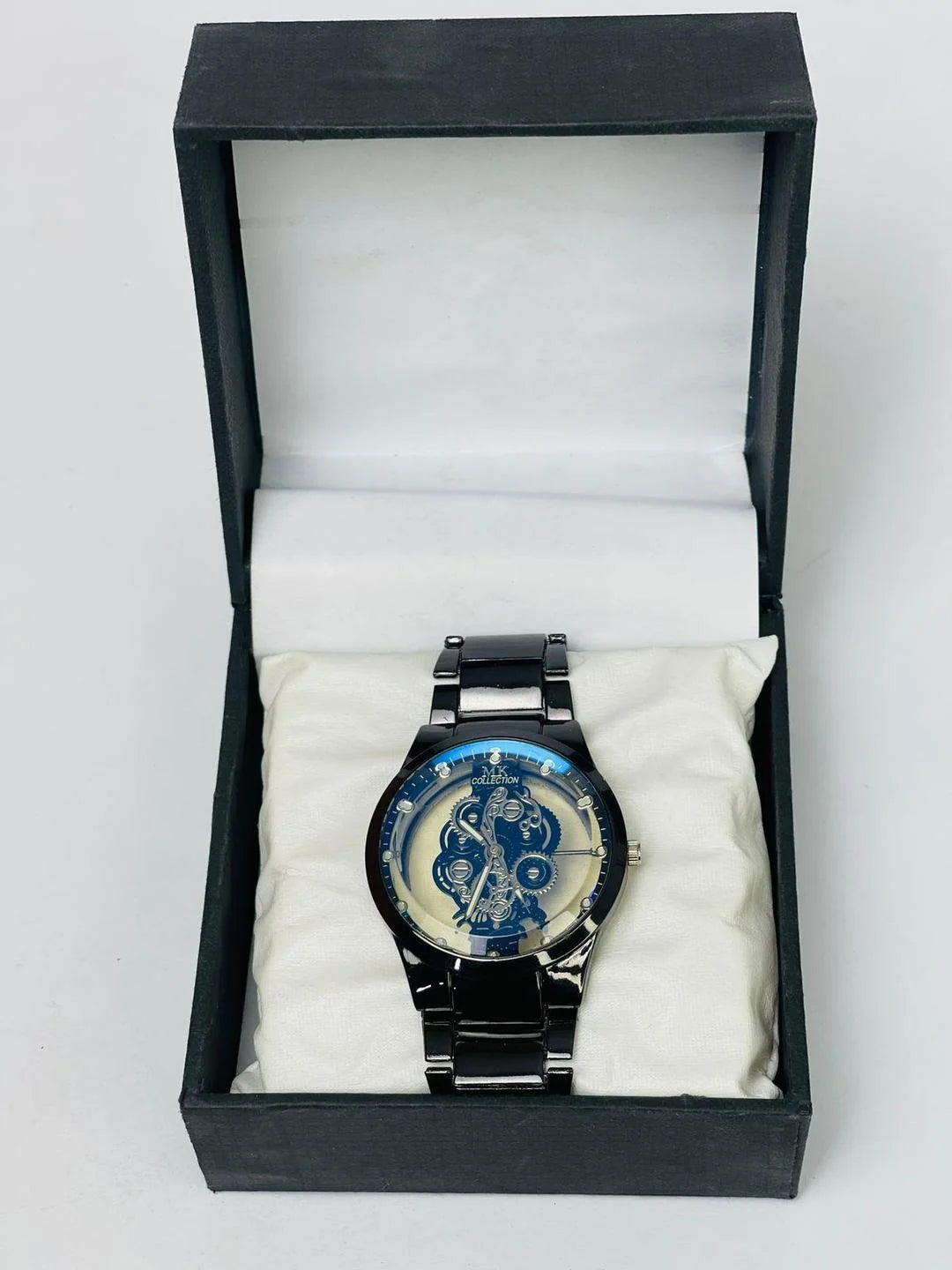 Kronavian ShadowGear™ — Black Stainless Steel Skeleton Watch