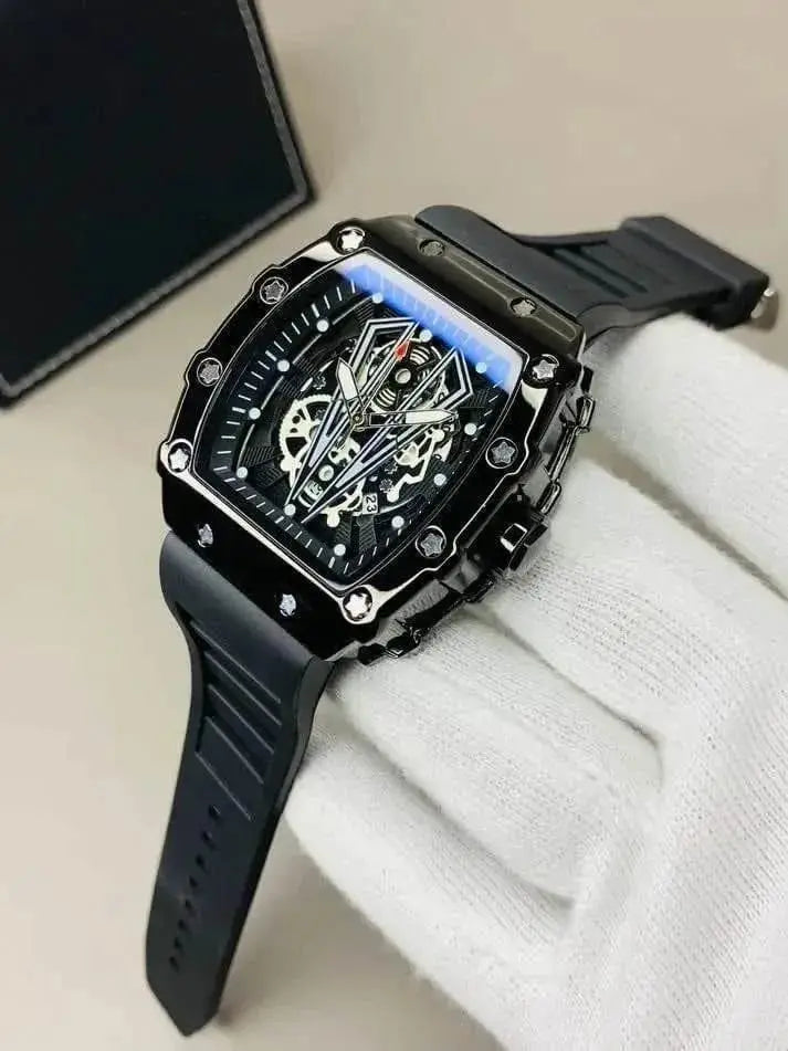 Kronavian VantaGear™ — Black Skeleton Luxury Watch