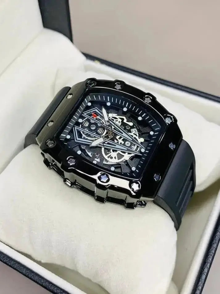 Kronavian VantaGear™ — Black Skeleton Luxury Watch