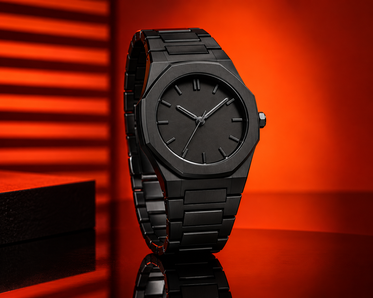 Kronavian Obsidian Arabic™ — Black Carbon Fiber Watch