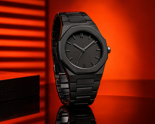 Kronavian Obsidian Arabic™ — Black Carbon Fiber Watch