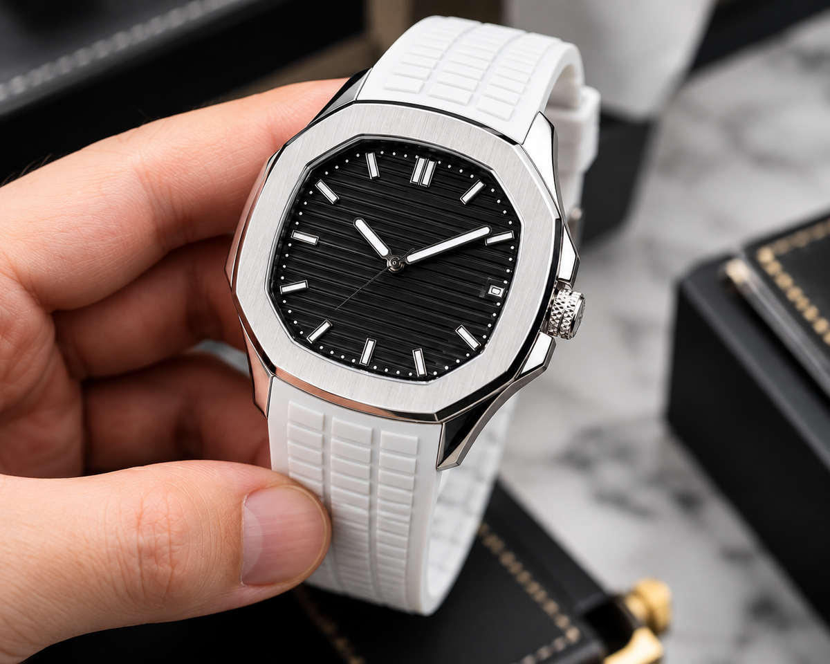 Kronavian Apex Noir™ — Textured Rubber Sport Watch